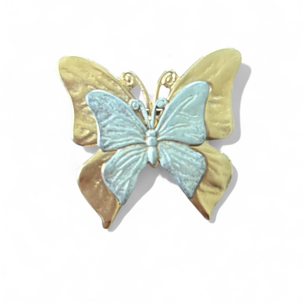 Premier Designs Butterfly Brooch Pin Mixed Metal Insect Figural Signed Jewelry